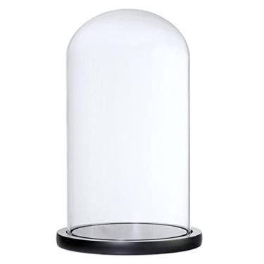 Imagem de Fenteer Cloche de Cúpula de Vidro com Capa de Suporte de Paisagem de Flores com Base de Madeira, G preto, Tamanho real