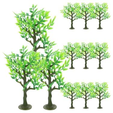 Imagem de Toyvian 12 Árvores em Miniatura com Base, Árvores para Maquetes de Trens, 15 x 10 x 3 cm, Plástico Verde para Dioramas Ferroviários, Suprimento para Artesanato e Paisagismo em Casas de