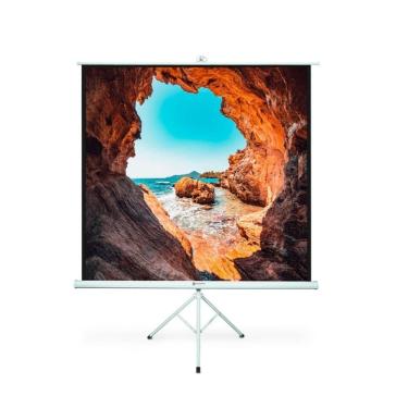 Imagem de Tela de Projeção Retrátil 71 - 180 x 180 cm - com Tripé - Trava de Segurança - Goldentec 50996