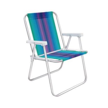Imagem de Cadeira de Praia Alta Alumínio Dobrável 72,5x54,5x53cm - Ideal para Pr