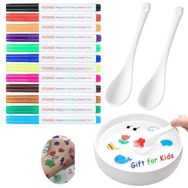 Imagem de Magical Drawing Pens for Kids Water, Kiddies Create Magical Floating Drawings Bundle, 12 Colors Magic Water Painting Marker Set with 2 Spoons, Water Art Pen Kit for DIY Tattoo, Gifts for Boys & Girls