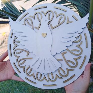 Imagem de Decoração Católica Religiosa Divino Espirito Santo Vazado Mdf Aplique 
