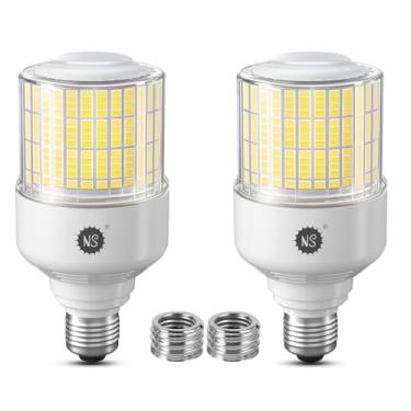 Imagem de NS - Pacote com 2 lâmpadas LED milho sensor de movimento 70W com 8800LM à prova d'água base E26/E39, 90 CRI 360° feixe para varanda, garagem, não regulável, holofotes (luz)