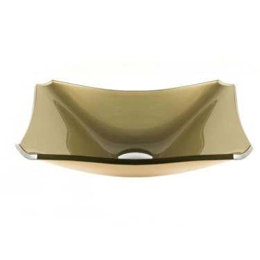 Imagem de CUBA DE VIDRO RETANGULAR MODELO RETRO 38CM PARA BANHEIROS E LAVABOS MODELO DE APOIO 8MM (DOURADA)