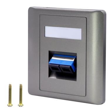 Imagem de Poyiccot Conector de placa de parede SC, placa de parede de fibra óptica duplex SC montagem em painel Sinlgmode plugue de acoplador modular Scoket para cabo de painel de remendo de fibra LAN de