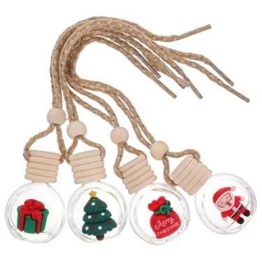 Imagem de Angoily 4 Peças de Aromatizadores de Ar para Carro de Natal, Enfeites Pendurados, Frascos Difusores Vazios para Óleos Essenciais, Designs, Vidro E Madeira, 2,75 X 1,41 X 1,14 Polegadas