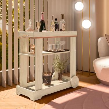 Imagem de Carrinho Bar Artely Móveis Rosé 1 Prateleira Rodízios Funcionais MDF