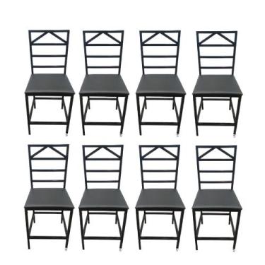 Imagem de Kit 8 Cadeiras Reforçada Para Cozinha E Sala Jantar Moderna Preto