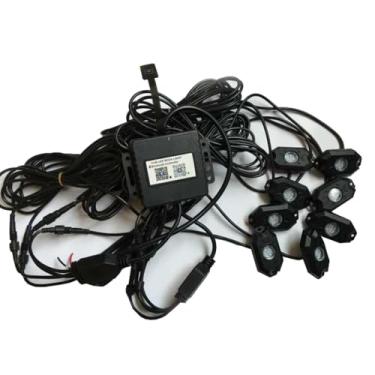 Imagem de SXMA Kit de luzes de rocha LED RGB 8 peças, kit de luzes de rocha de liga de alumínio, luz neon multicolorida Bluetooth para todos os carroçarias, à prova d'água e choque, J143