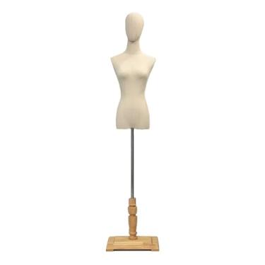 Imagem de Mannequin Manequim feminino com cabeça ajustável, suporte de exposição de roupas de 47-72" de altura, para exposição em loja(Wood color,Medium)