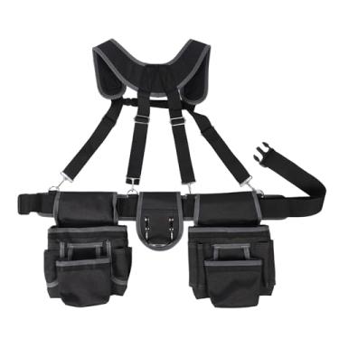 Imagem de Cinto de ferramenta de eletricista 12 bolsos 1680d Corrente de ferramenta de poliéster com alça para chinês Eletricistas telhados
