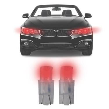 Imagem de Par Lampada de Led T10 Automotiva Universal Esmagada Luz Vermelho - Sh