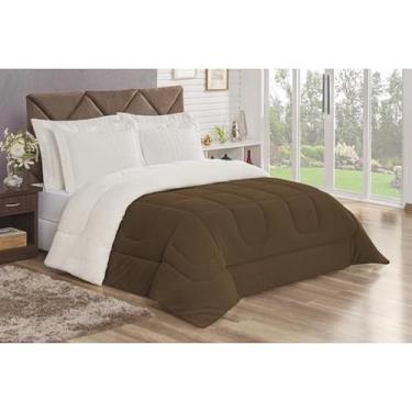 Imagem de Coberdrom Casal Queen Dupla Face Sherpa Pele de Carneiro – Edredom e Cobertor em Um Só, Macio e Aconchegante(Caqui)