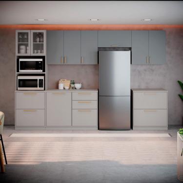 Imagem de Cozinha Completa Itatiaia Essence 6 Peças Balcões Armários Paneleiro Fendi e Gris 