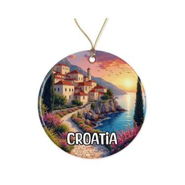 Imagem de Enfeite de Natal da Croácia - Enfeite de litoral - Férias - Decoração de férias - Amante de viagens - Decoração de pendurar na árvore de Natal na praia impressa em ambos os lados