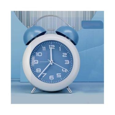 Imagem de Despertador analógico, despertador, estudantes, despertador, para sala de estar, cozinha, quarto, escritório, cabeceira, mesa, multifuncional, despertador, analógico operado por bateria (azul)