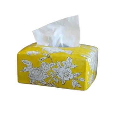 Imagem de Caixa de lenços de papel chinês, suporte de caixa de lenços de cerâmica, dispensador para guardanapos faciais, lençóis de secador, perfeito para banheiro, secretárias, bancadas, capa de caixa de