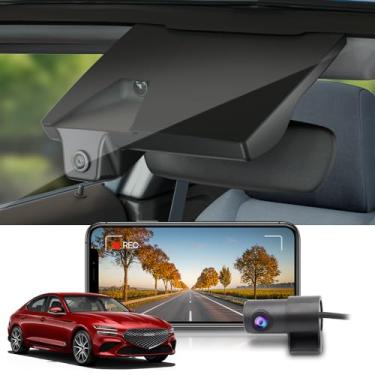 Imagem de Fitcamx Câmera frontal 4K + traseira 1080p para Genesis G70 2019-2025 (peça nº G9600/G9000), estilo OEM integrado, vídeo HD bidirecional, Wi-Fi e aplicativo, gravação em loop, sensor G, fácil de