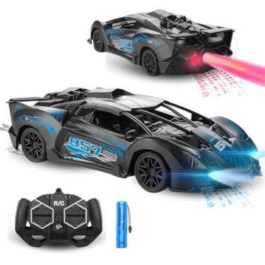 Imagem de Carrinho De Controle Remoto Drift Bugatti Brinquedo Corrida Veloz Com Luz Recarregavel Solta Fumaça Preto Kizumba