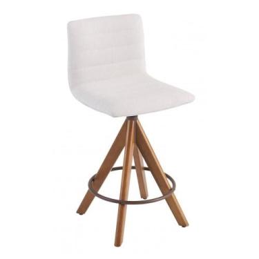 Imagem de Banqueta Julia Alta 47x100cm Pés em Madeira Maciça Assento Giratório E