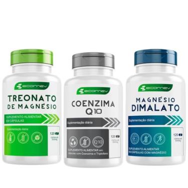 Imagem de Kit Saude Magnesio dimalato + Treonato + Coenzima Q10 500mg 100% Puro 360 Cáp Ecomev
