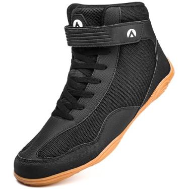 Imagem de DimaiGlobal Tênis masculino de luta livre fitness tênis de boxe Zero Drop Sole High Top Fighting Shoes Taekwondo Karate Martial Arts Training Shoes, Preto, 41