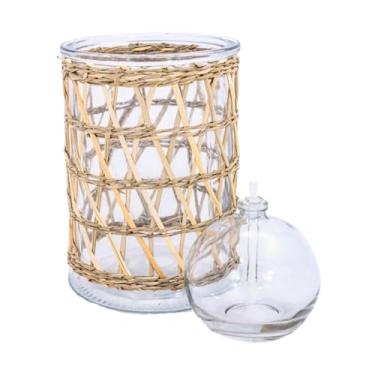 Imagem de Kit De Vaso Pequeno Com Sisal + Vela Lamparina 100Ml Redonda