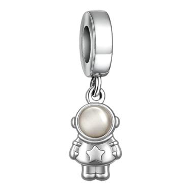 Imagem de BlingNuts Pingente feminino de aniversário com pingente de nave espacial compatível com pulseiras Pandora de aço inoxidável, joias espaciais, presentes, One Size, Aço inoxidável, Sem Pedra Preciosa
