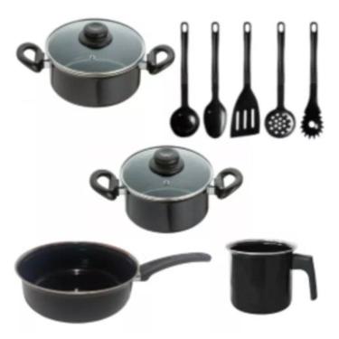 Imagem de Jogo Panelas 9 Peças Esmaltado Cerâmica Indução Elétrico