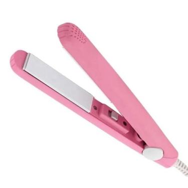 Imagem de Mini Chapinha Portátil Bivolt Alisa e Ondula 17,5CM Rosa - MKB, Bivolt