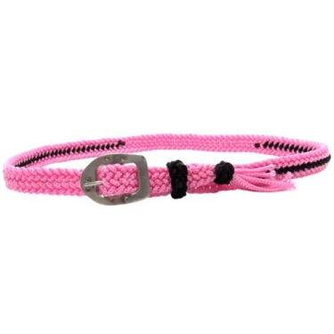 Imagem de Bandinha De Chapéu Cordinha Rosa e Preto Trançada Inox Regulável - Cou