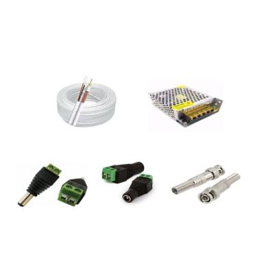 Imagem de Kit instalação 4 cameras cftv cabo , fonte e conectores - NEW LINE