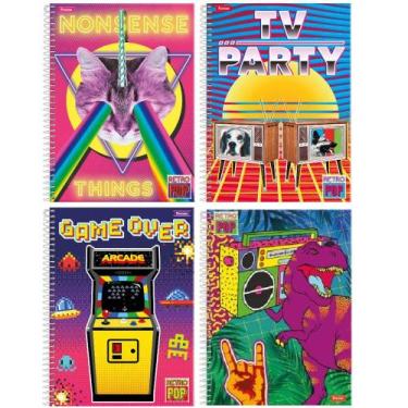 Imagem de Caderno Escolar Universitário Espiral 80 Folhas Retro Pop - Foroni