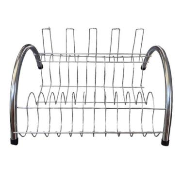 Imagem de ESCORREDOR DE LOUÇA AÇO CROMADO COM SUPORTE PARA 5 COPOS 37,5x16x39,5C
