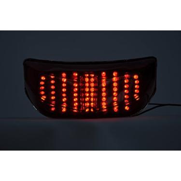 Imagem de Topzone Lighting Luz traseira de freio com lentes fumê LED para motocicleta com indicadores de luz de seta integrados para Yamaha 06-11 FZ1