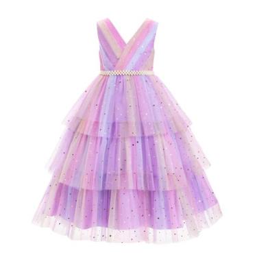 Imagem de Vestido de dama de honra IBTOM CASTLE para menina roxo de 9 a 10 anos