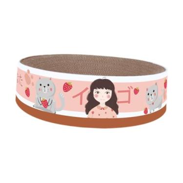 Imagem de Gralara Arranhador para gatos, brinquedo de treinamento, placa de papelão, arranhador resistente e ondulado, almofada para arranhar gatos, sala de brincar, Rosa