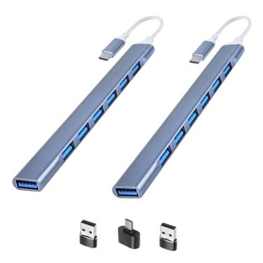 Imagem de Hub USB C para USB de 7 portas, adaptador multiportas, divisor de hub USB para laptop, PC, MacBook, Mac Pro, Mac mini, iMac, Surface Pro e mais, com adaptadores USB para USB C