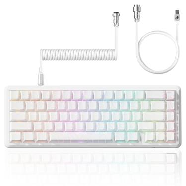 Imagem de ATTACK SHARK Teclado magnético X65 HE 60% com fio com atuação ajustável, taxa de pesquisa de 8000 Hz, interruptores de efeito Hall, hot-swap, teclas PBT topográficas, retroiluminação RGB para jogos