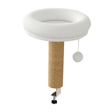 Imagem de WeiLaiKeQi Suporte para cama de mesa para gatos, móveis para gatinhos, poleiro para gatos, rede redonda e macia para mesa de computador, de jogos, lateral