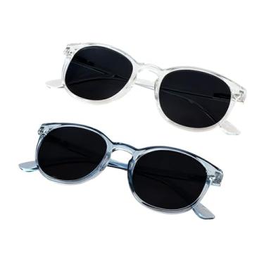 Imagem de VisionGlobal 2 pares de óculos de sol polarizados/de leitura com lentes de proteção UV400 para mulheres, óculos de sol modernos para dirigir, Azul claro + transparente