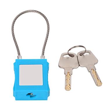 Imagem de QANYEGN Bloqueio de bloqueio de bloqueio, bloqueio de bloqueio de aço trancas de cabo com 8 teclas, cadeado de cabo de 85 mm para desligamentos, isolamento do equipamento (Azul)
