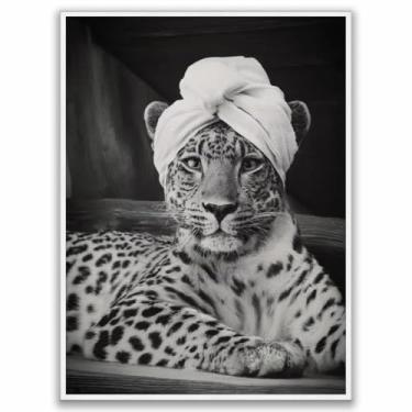Imagem de Impressão de leopardo luxuosa, arte de parede pantera moderna, pôster de fotografia feminista preto e branco, fotografia vintage de leopardo, arte de parede WC, impressões de placa de banheiro de