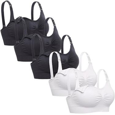 Imagem de Lataly Sutiã de amamentação sem costura para dormir para amamentação pacote com 3, 3preto, 2 brancos, G