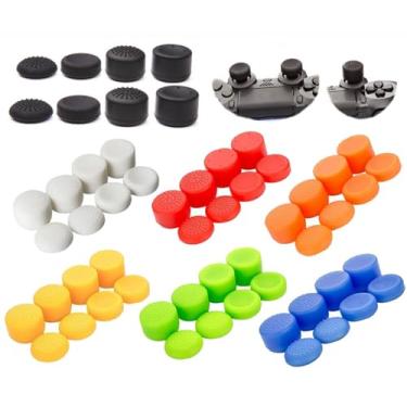 Imagem de Pacote com 8 peças de controles analógicos de gamepad levantado antiderrapante adesivo de polegar para PS4, PS3, Switch Pro, Xbox One, Xbox 360, Wii U, PS2 Controller (vermelho)