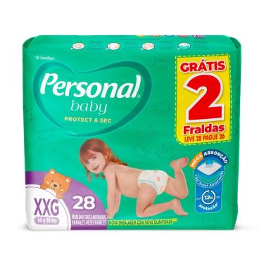 Imagem de Fralda Personal Baby Protect & Sec Tamanho XXG Leve 28 Pague 26 Fraldas Descartáveis