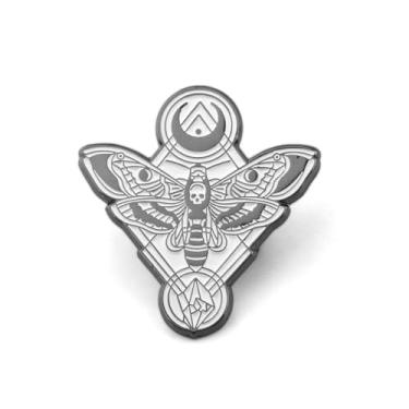 Imagem de PLITI Silence Lambs presente inspirado no filme Hannibal Lecter presente fã cabeça morte broche de mariposa para amantes de filmes de terror, Medium, Aço inoxidável, Sem pedras preciosas