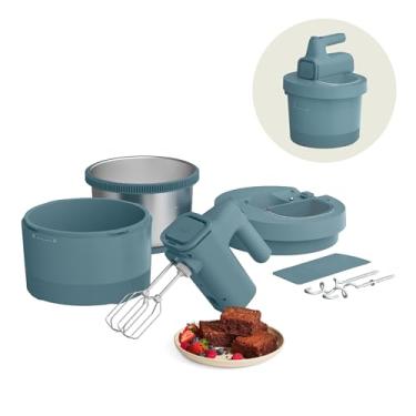 Imagem de Bella Liquidificadora de mão e batedeira de pé de 3,5 quartos, misturadora elétrica 2 em 1 com tigela, gancho para massa, batedor e batedor de ovos, batedeira de mão multifuncional e misturadora