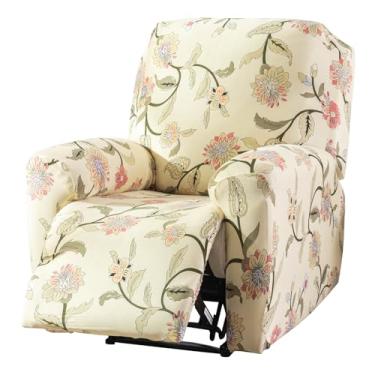 Imagem de XYDHQS Capa para cadeira reclinável, capa de cadeira reclinável, macia, elástica, antiarranhões, capa de espreguiçadeira impressa flexível, capas protetoras para sala de estar (bege)