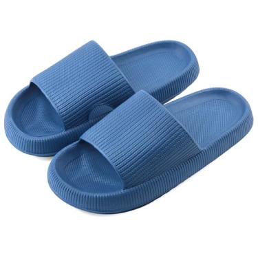 Imagem de MKP COLLECTION Sandálias de banho unissex com sola ultra grossa e piso antiderrapante 3D - Sandálias de banho de secagem rápida para chuveiro, piscina, academia, chinelos de travesseiro leves para